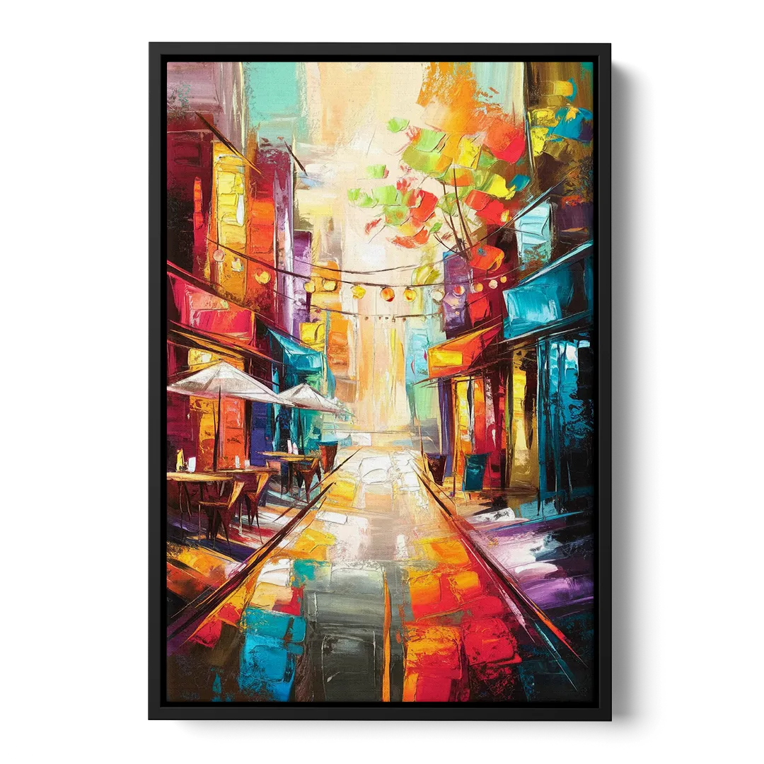 Glendale Vibrant Streetscape Front - Black Canvas Wall Art