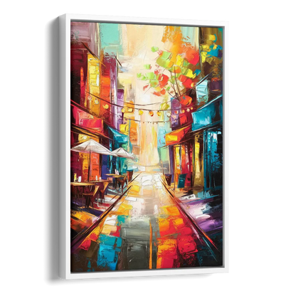 Glendale Vibrant Streetscape Side - White Canvas Wall Art