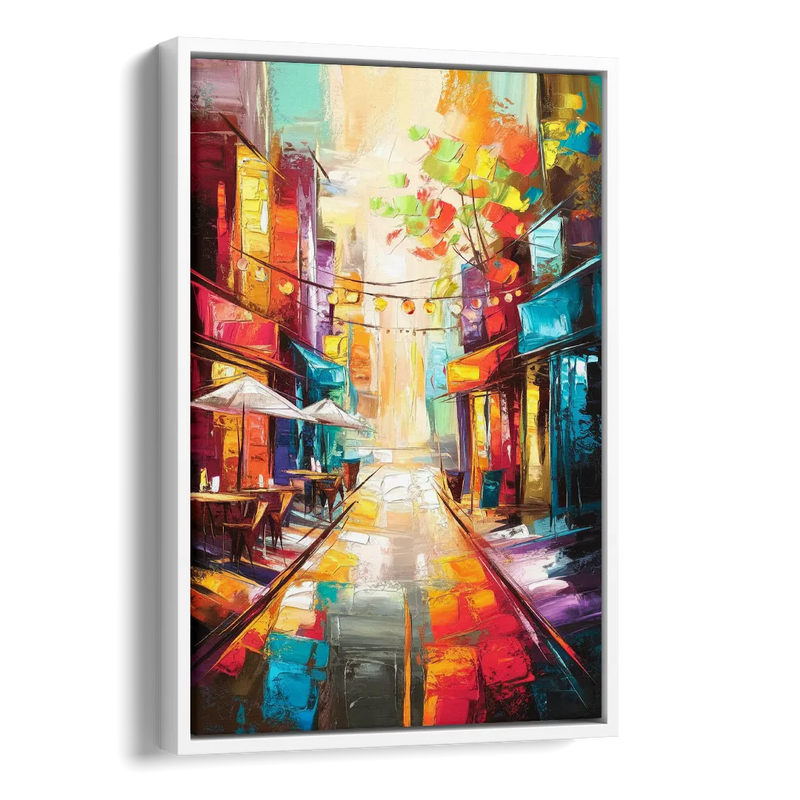 Glendale Vibrant Streetscape Side - White Canvas Wall Art