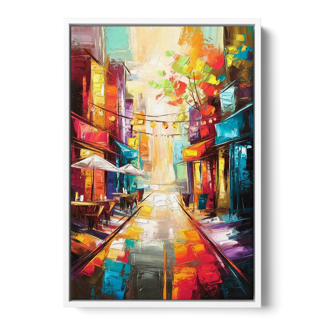 Glendale Vibrant Streetscape Front - White Canvas Wall Art