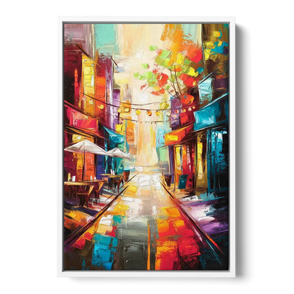 Glendale Vibrant Streetscape Front - White Canvas Wall Art
