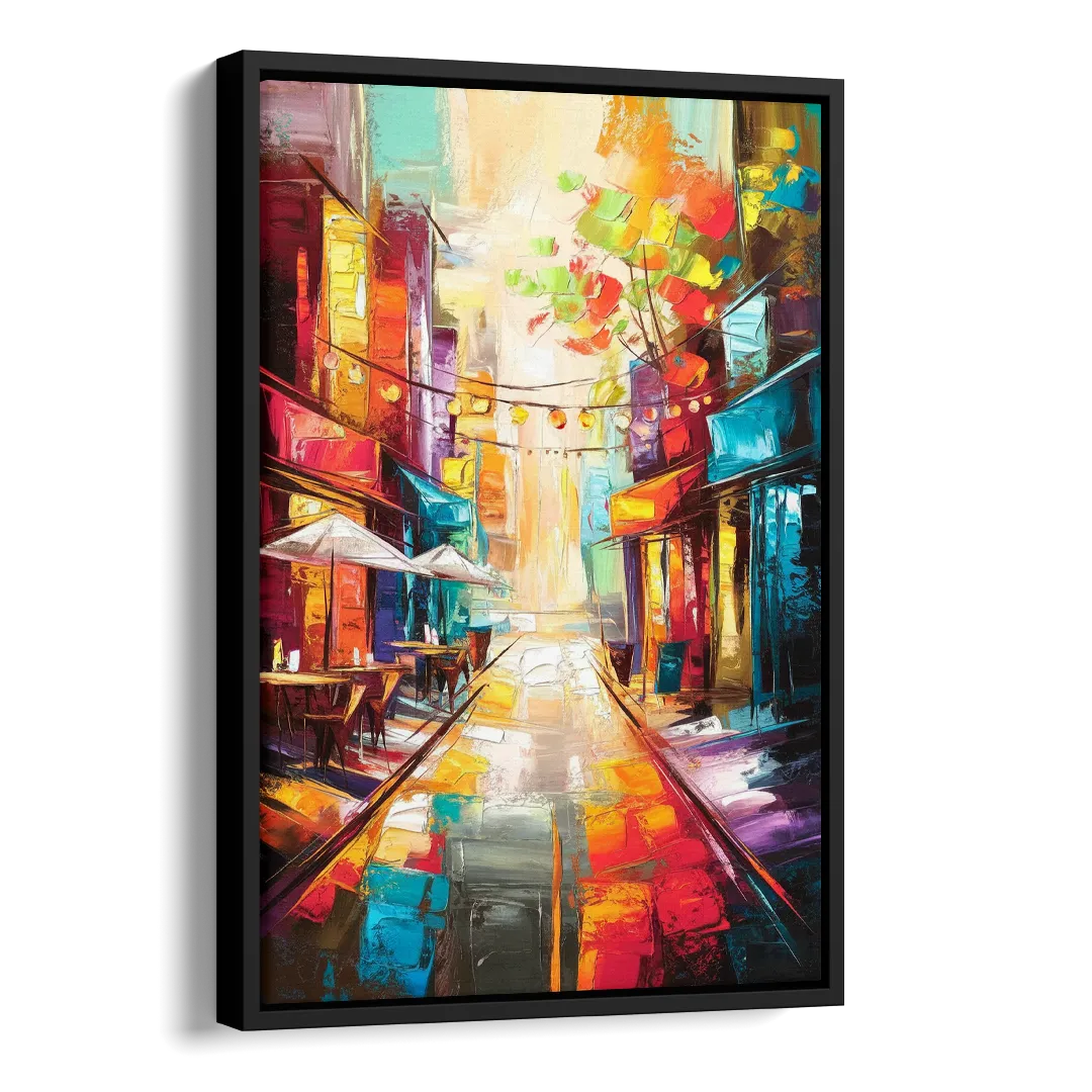 Glendale Vibrant Streetscape Side - Black Canvas Wall Art