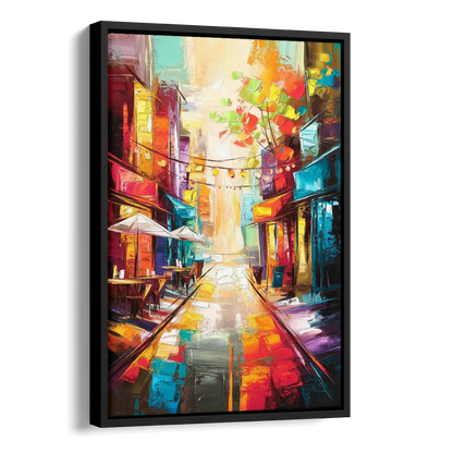 Glendale Vibrant Streetscape Side - Black Canvas Wall Art