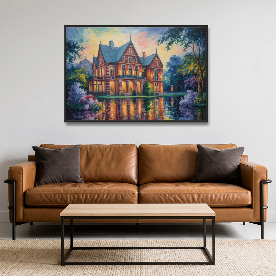 Goethe House Heritage - Black Framed Canvas Wall Art - Sofa - 48x32