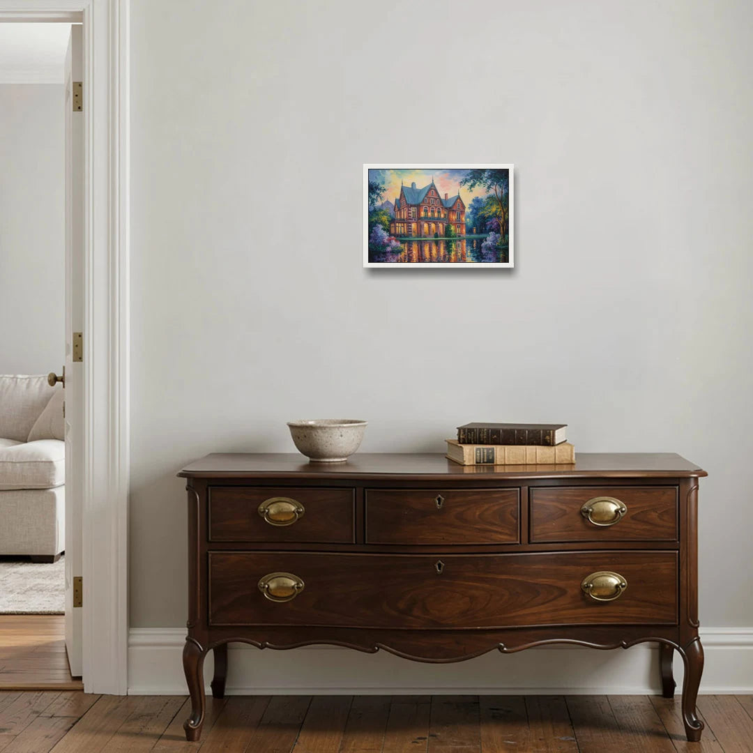 Goethe House Heritage - White Framed Canvas Wall Art - Coffee Table - 18x12