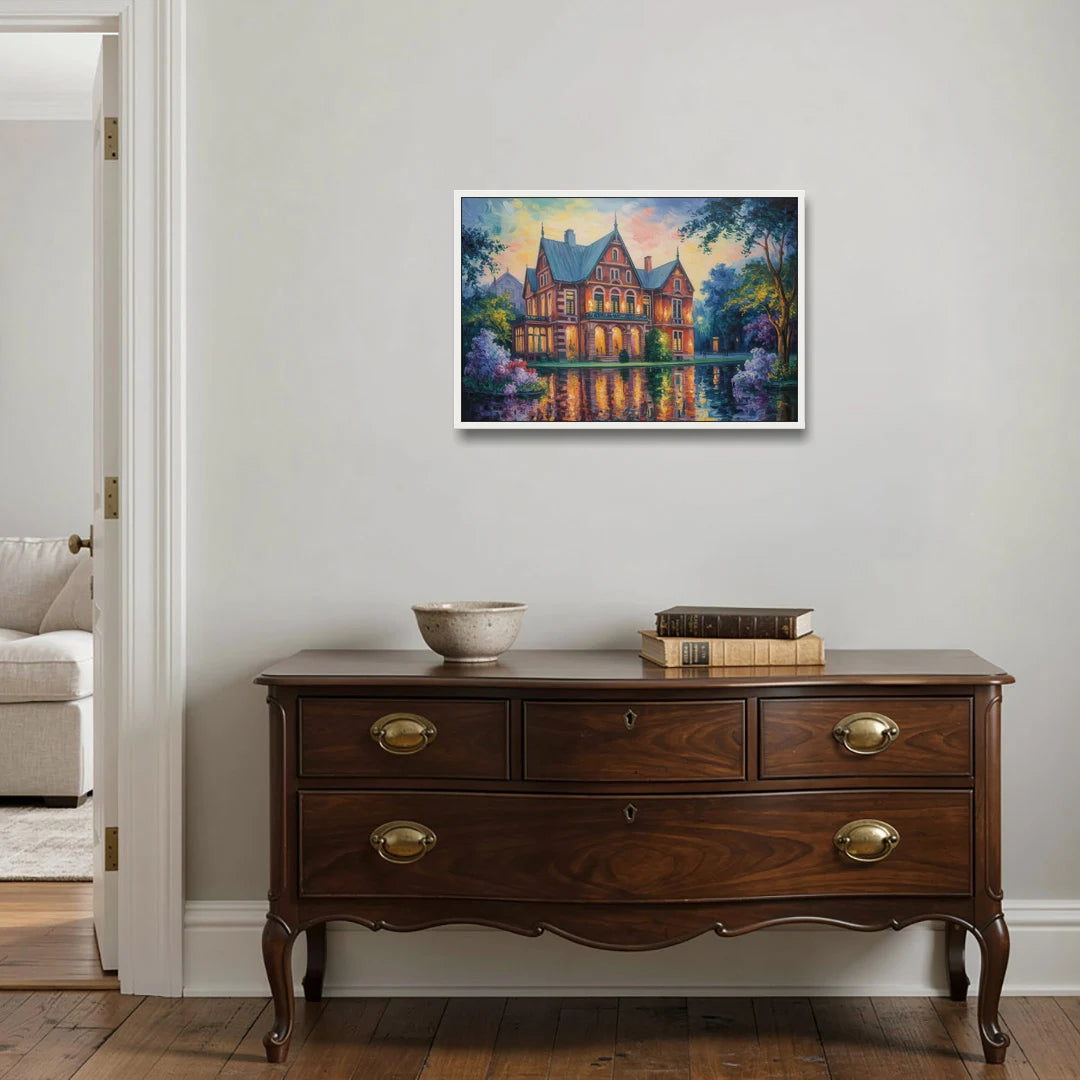 Goethe House Heritage - White Framed Canvas Wall Art - Coffee Table - 30x20