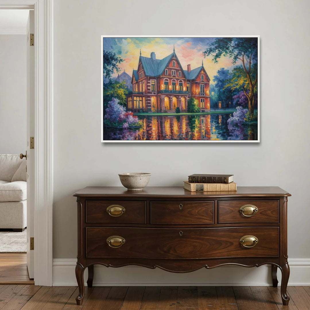 Goethe House Heritage - White Framed Canvas Wall Art - Coffee Table - 48x32