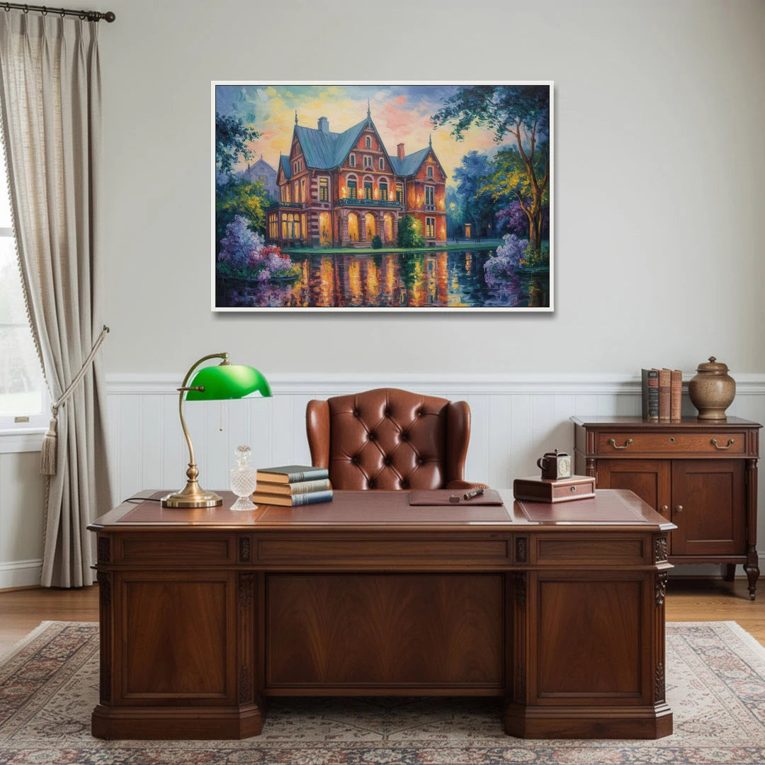 Goethe House Heritage - White Framed Canvas Wall Art - Office - 48x32