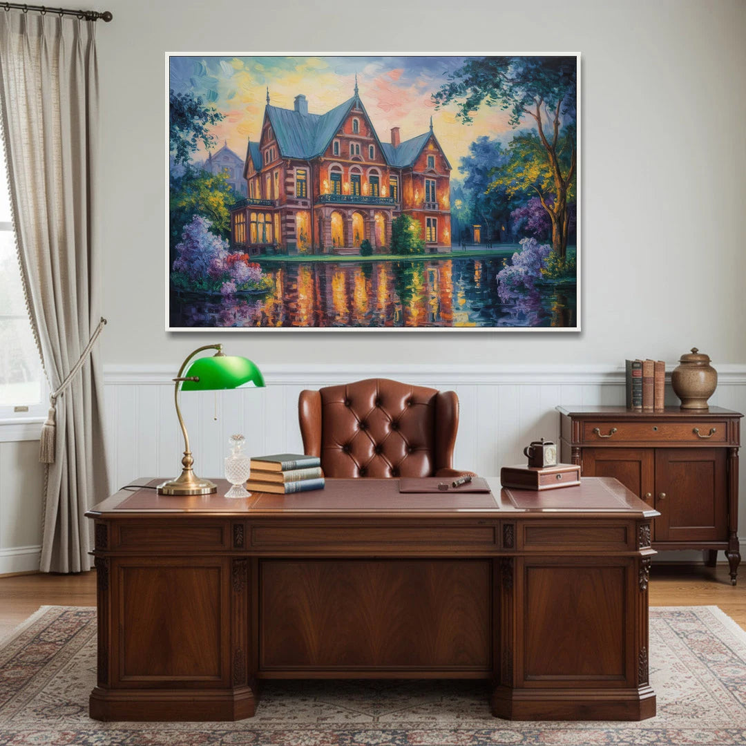 Goethe House Heritage - White Framed Canvas Wall Art - Office - 60x40