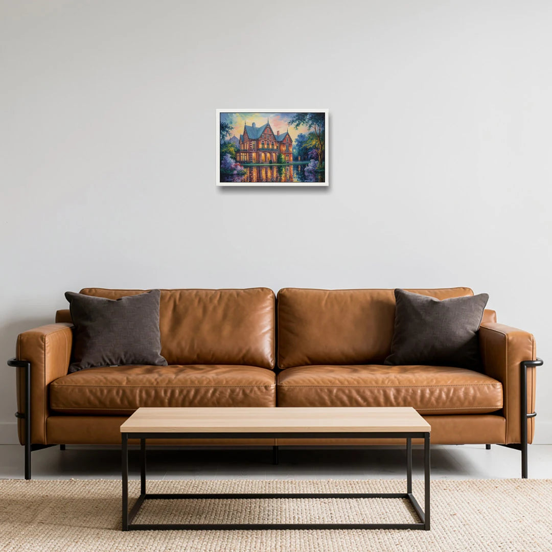 Goethe House Heritage - White Framed Canvas Wall Art - Sofa - 18x12