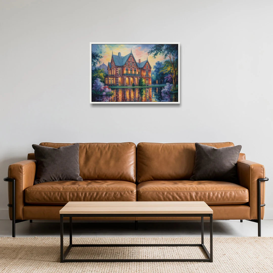 Goethe House Heritage - White Framed Canvas Wall Art - Sofa - 30x20