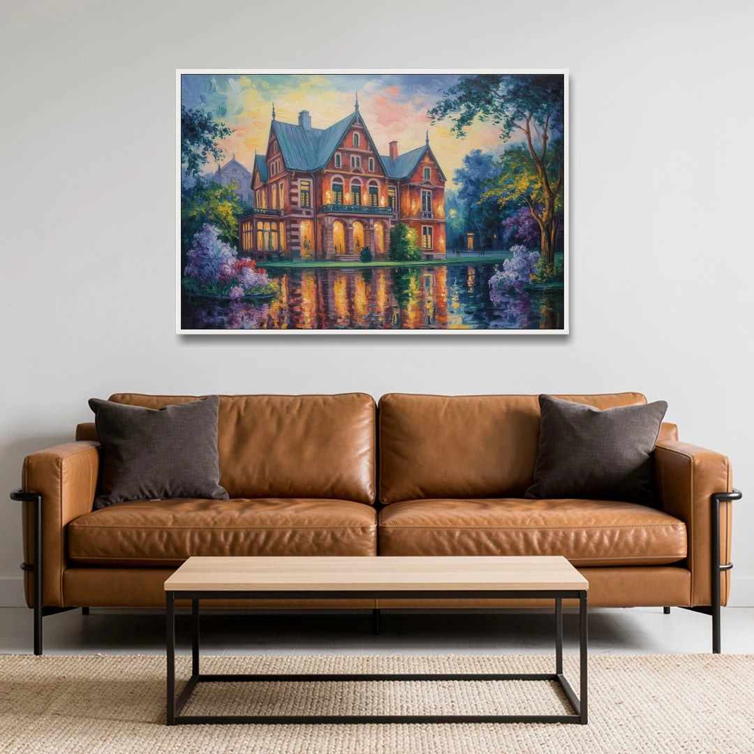 Goethe House Heritage - White Framed Canvas Wall Art - Sofa - 48x32