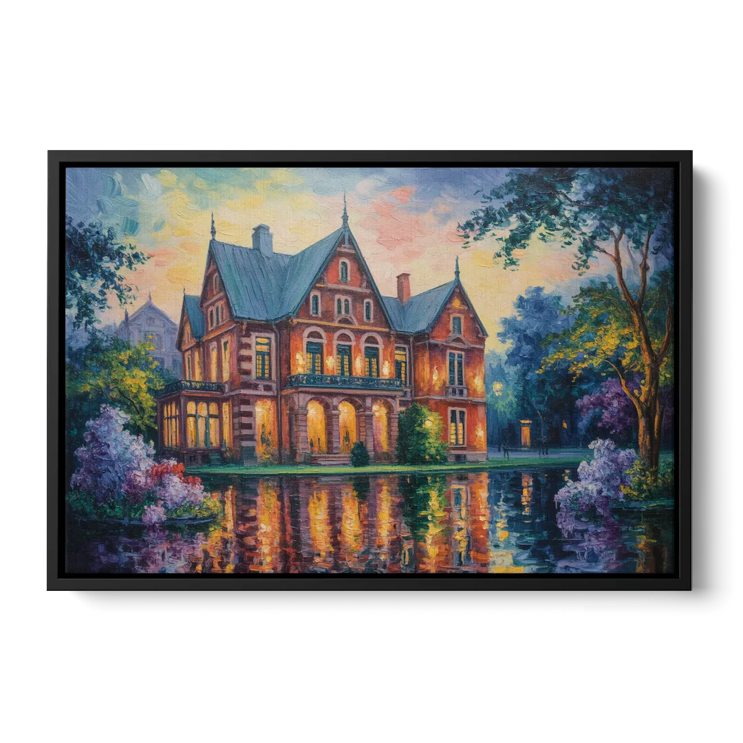 Goethe House Heritage Front - Black Canvas Wall Art