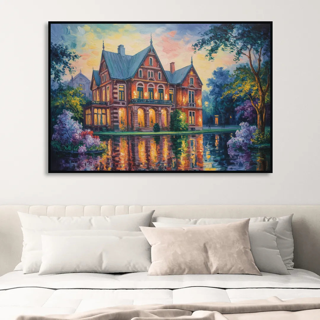 Goethe House Heritage Sitting Room - Black Canvas Wall Art