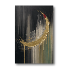 Gold Abstract Crimson-Tipped Crescent - Canvas Wall Art - Front