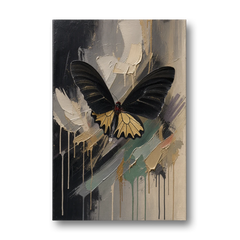 Gold Butterfly Wall Art of a Birdwing on Charcoal - Canvas Wall Art - Front