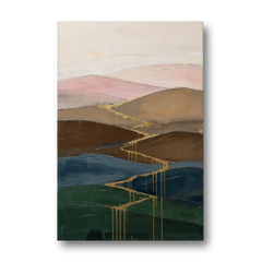 Gold Drip Stream Through Layered Hills - Canvas Wall Art - Front