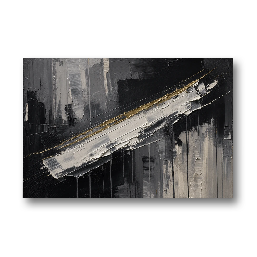 Gold-Edged White Sweep - Canvas Wall Art - Front