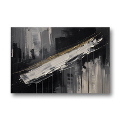 Gold-Edged White Sweep in Black and White - Canvas Wall Art - Front