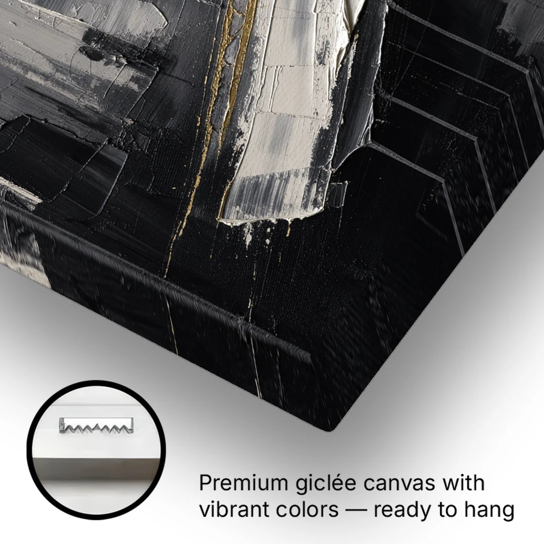 Gold-Edged White Sweep - Canvas Wall Art - Gallery Wrap Corner