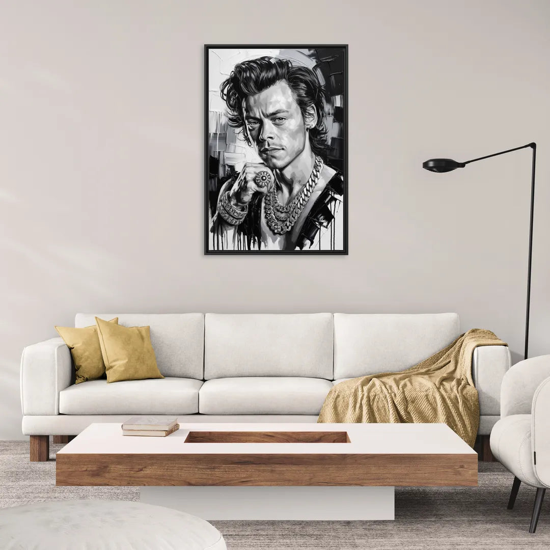 Golden Era 2.0 - Living Room Black Frame Canvas