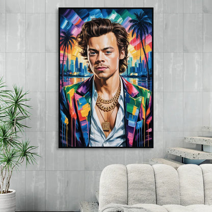 Golden Era Living Room - Black Canvas Wall Art