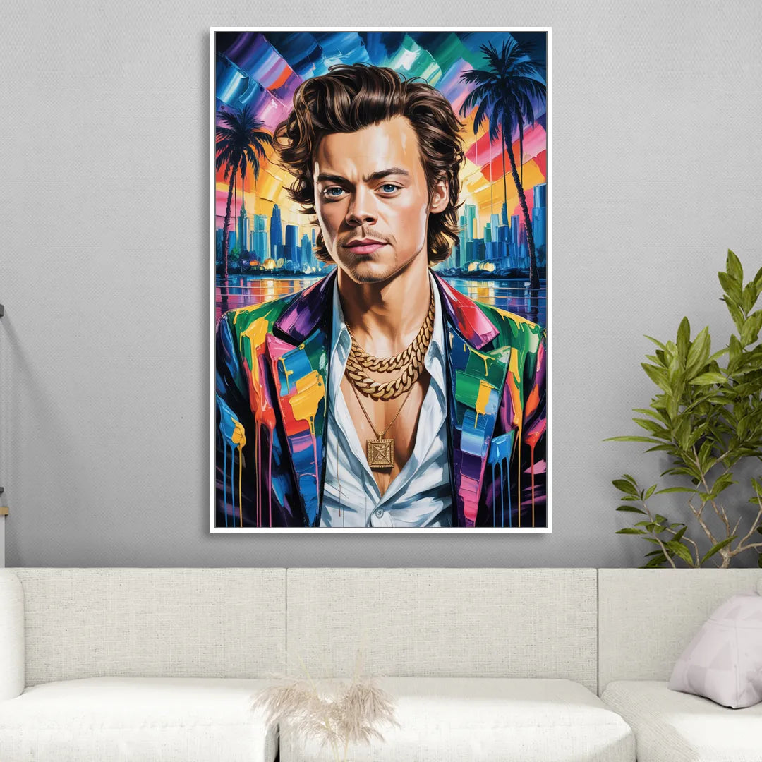 Golden Era Living Room - White Canvas Wall Art