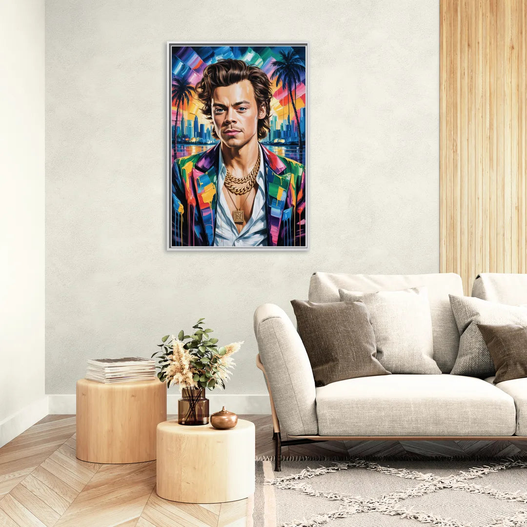 Golden Era - Living Room White Frame Canvas