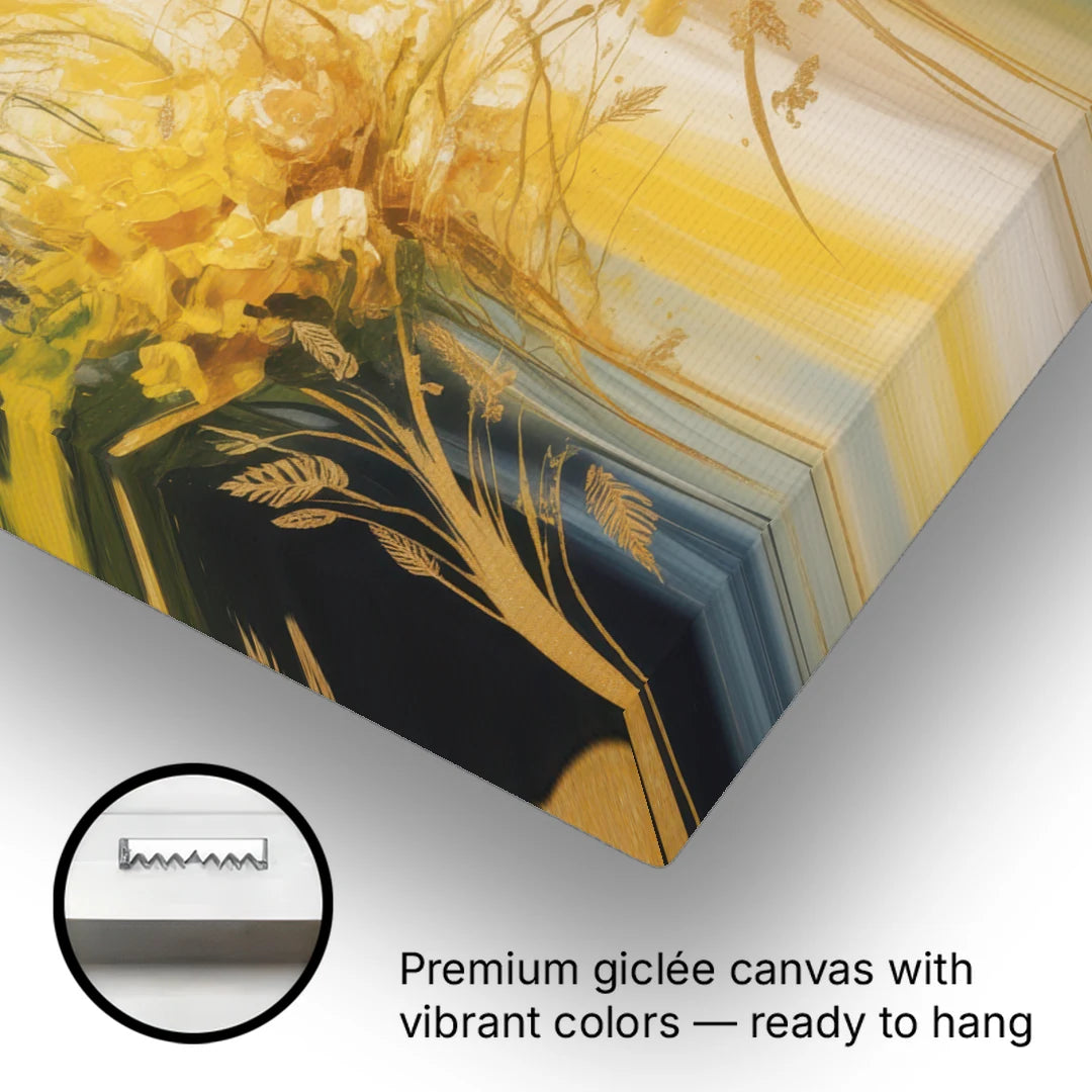 Golden Forest Canopy Yellow Abstract - Canvas Wall Art - Gallery Wrap Corner