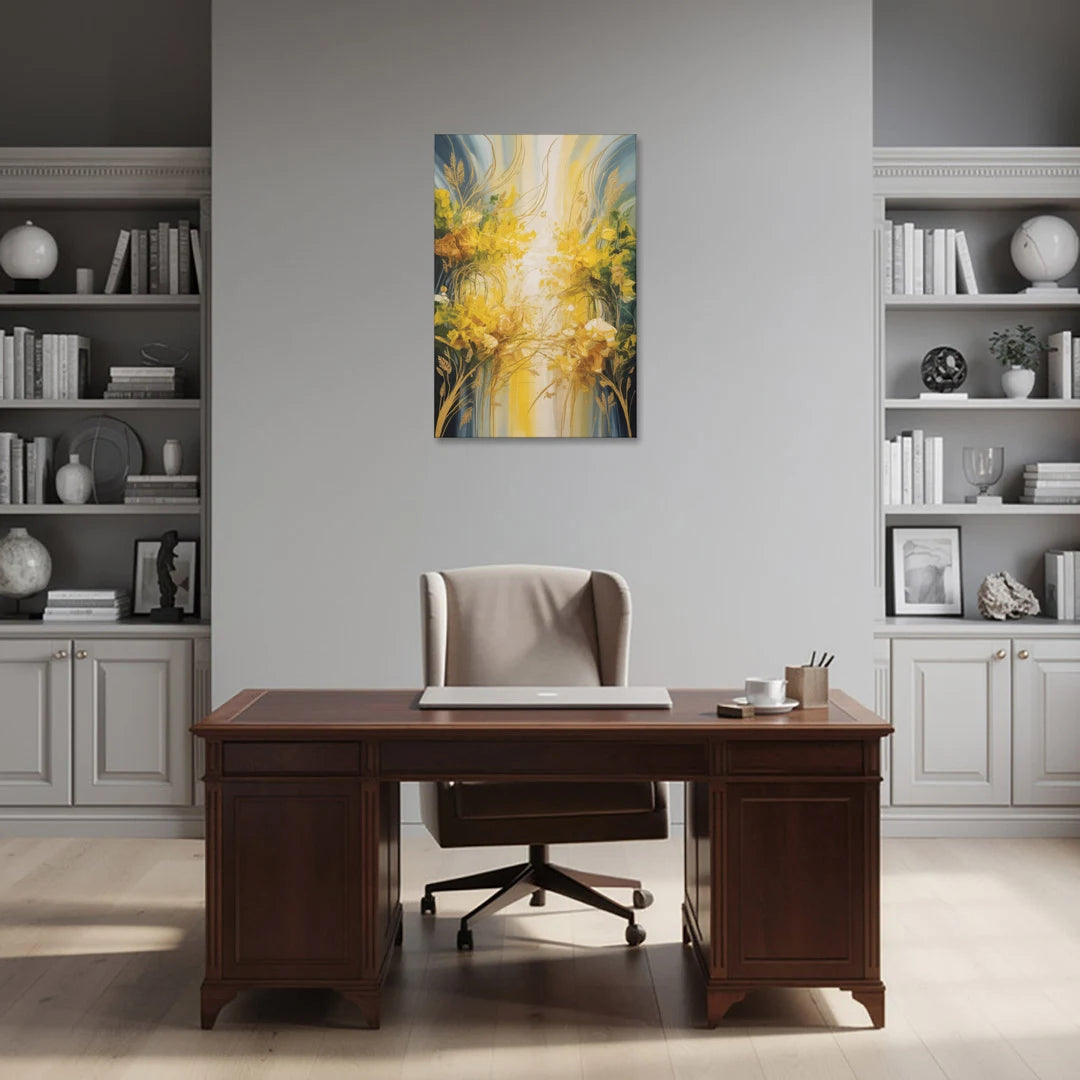 Golden Forest Canopy Yellow Abstract - Canvas Wall Art - Office - 24x36