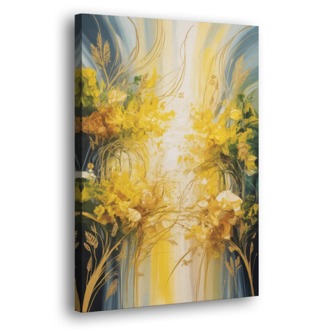 Golden Forest Canopy Yellow Abstract - Canvas Wall Art - Side