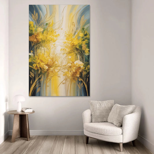 Golden Forest Canopy Yellow Abstract - Canvas Wall Art - Sofa - 40x60
