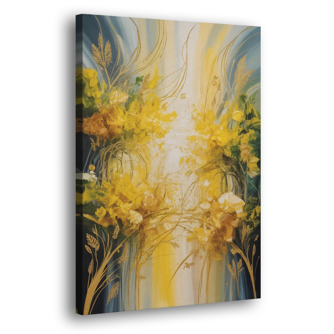 Golden Forest Canopy Yellow Abstract Side - Canvas Wall Art