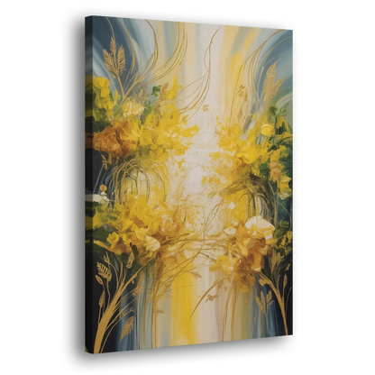 Golden Forest Canopy Yellow Abstract Side - Canvas Wall Art