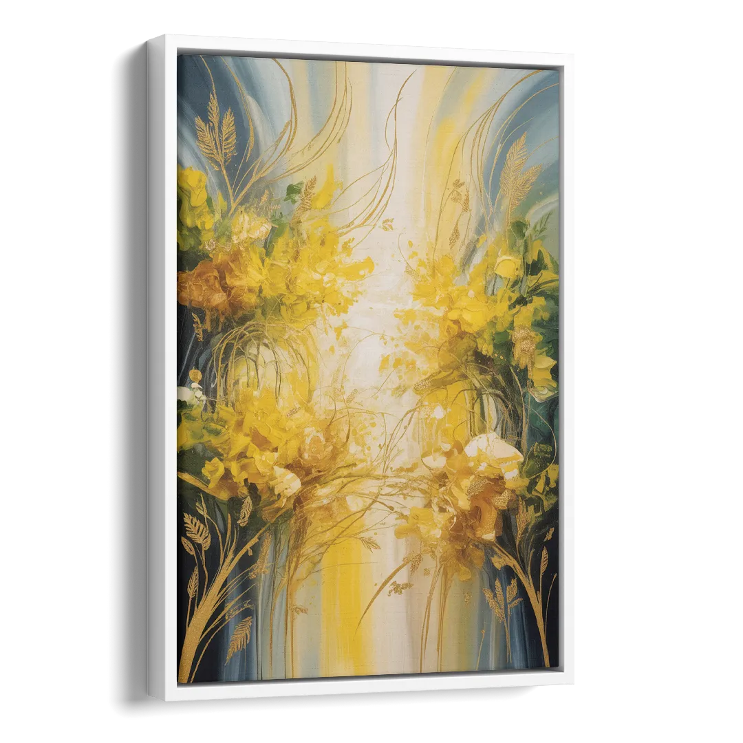 Golden Forest Canopy Yellow Abstract Side - White Canvas Wall Art