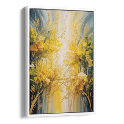 Golden Forest Canopy Yellow Abstract Side - White Canvas Wall Art