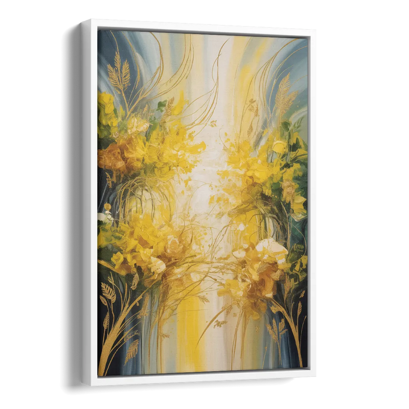 Golden Forest Canopy Yellow Abstract Side - White Canvas Wall Art