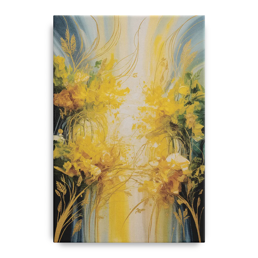 Golden Forest Canopy Yellow Abstract Front - Canvas Wall Art