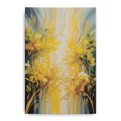 Golden Forest Canopy Yellow Abstract Front - Canvas Wall Art