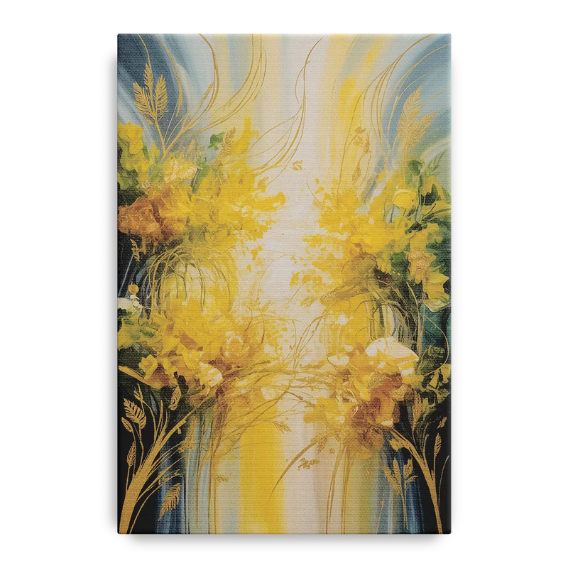 Golden Forest Canopy Yellow Abstract Front - Canvas Wall Art