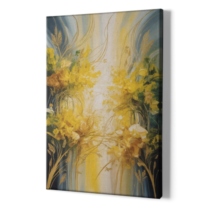 Golden Forest Canopy Yellow Abstract - Canvas Print Art Sides