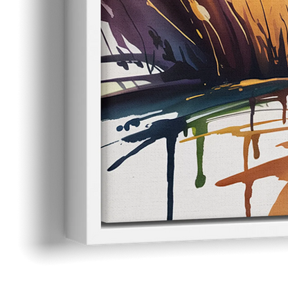 Golden Hour Deer Scene - Close-Up White Frame Canvas