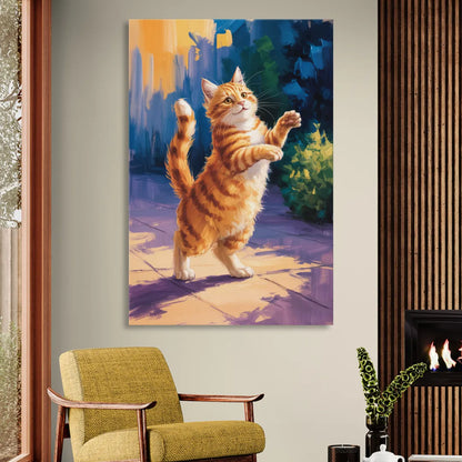 Golden Hour Orange Cat Sitting Room - Canvas Wall Art