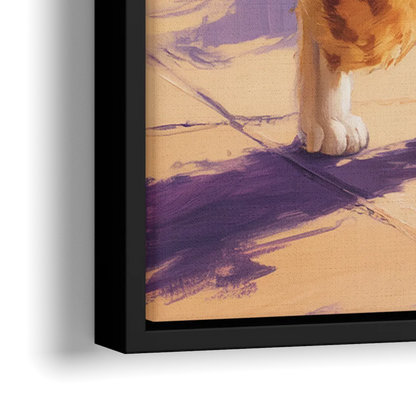 Golden Hour Orange Cat - Close-Up Black Frame Canvas
