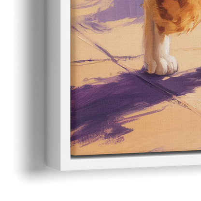 Golden Hour Orange Cat - Close-Up White Frame Canvas