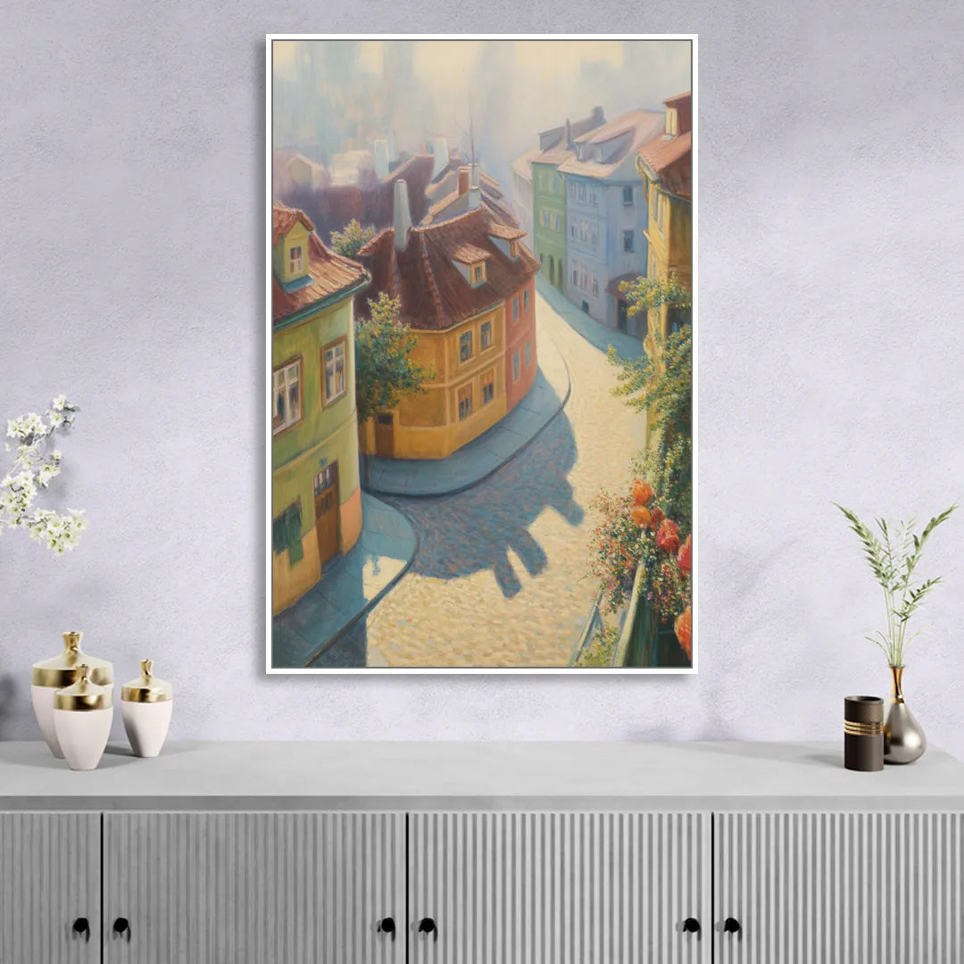 Golden Lane Stories Living Room - White Canvas Wall Art