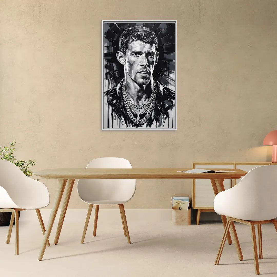 Golden Stream 2.0 - Living Room White Frame Canvas