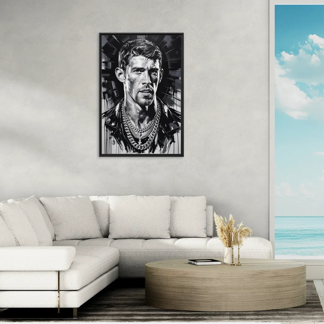 Golden Stream 2.0 - Living Room Black Frame Canvas
