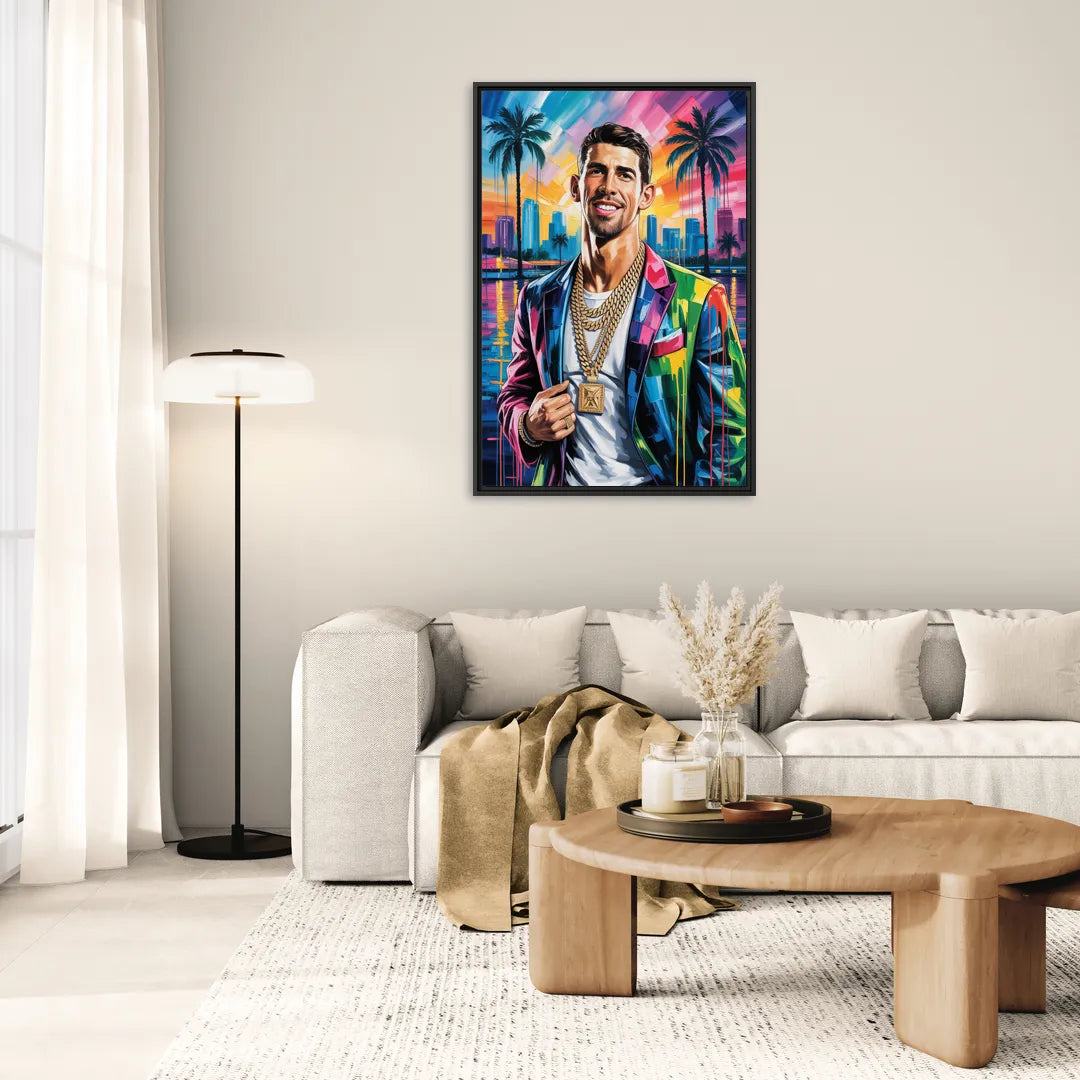 Golden Stream - Living Room Black Frame Canvas