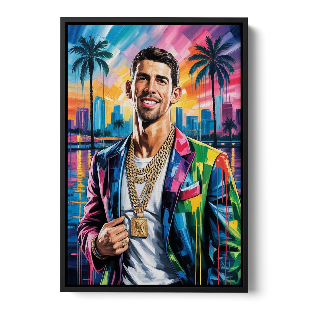 Golden Stream - Black Frame Canvas